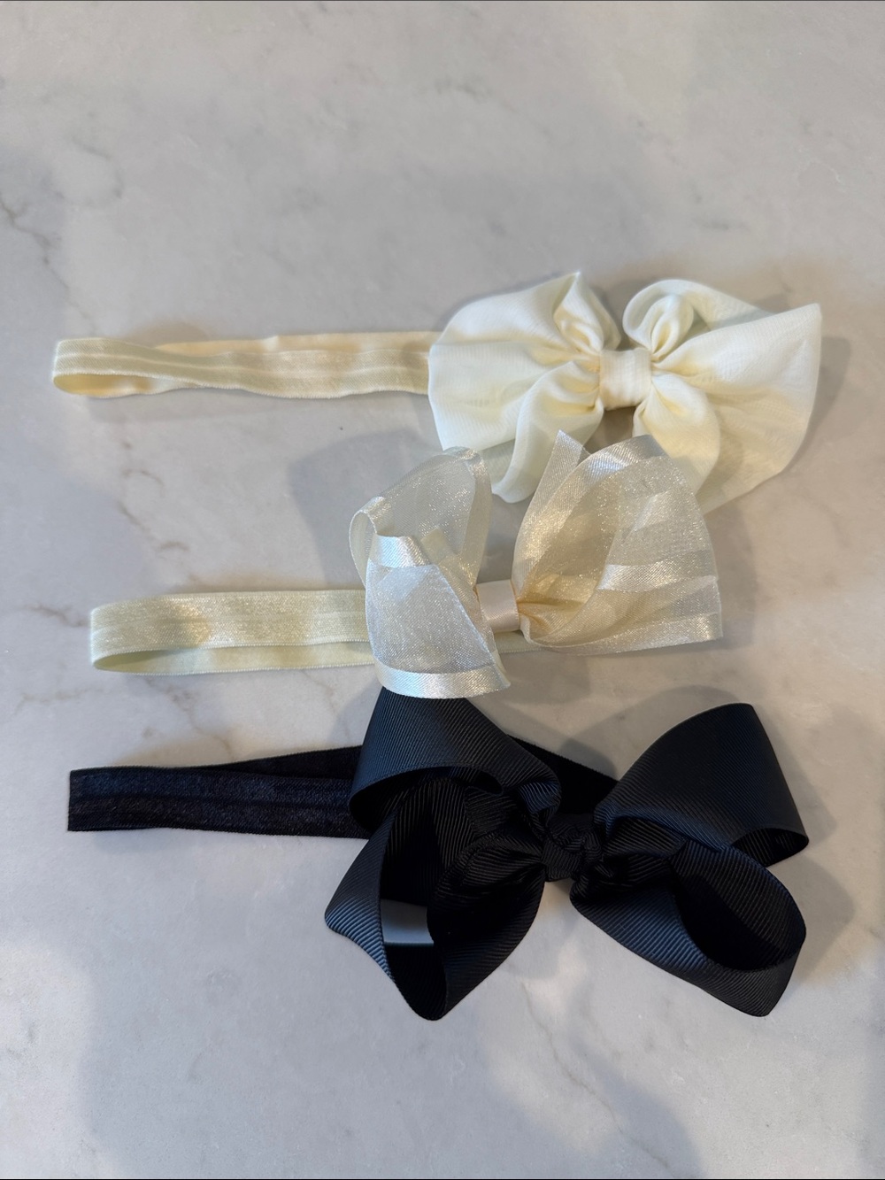 Kids Bow Headband Set - Ivory, Champagne, Black